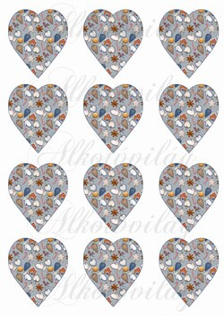 Szívek karácsonyi mintákkal kékes színekben - KICSIBEN