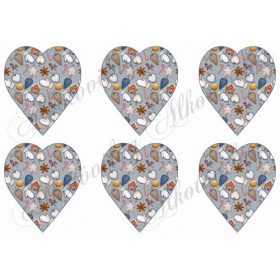 Szívek karácsonyi mintákkal kékes színekben