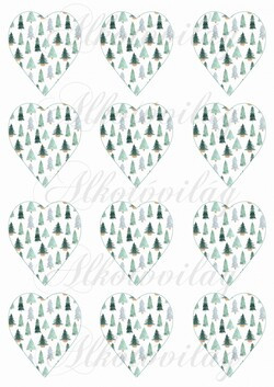 Szívek többféle fenyőfa mintával - KICSIBEN