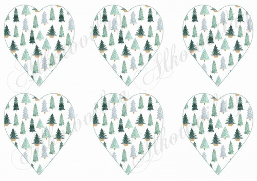 Szívek többféle fenyőfa mintával