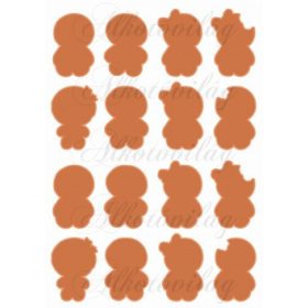   Tüneményes mézeskalács babák szájjal - HÁTTÉR ÁRNYÉKKAL - 6,5 cm - HÁTULJA