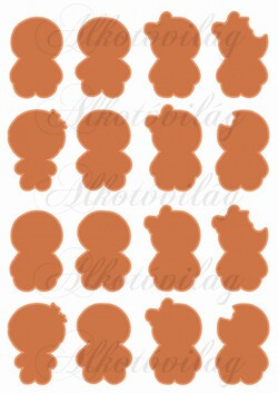 Tüneményes mézeskalács babák szájjal - HÁTTÉR ÁRNYÉKKAL - 6,5 cm - HÁTULJA