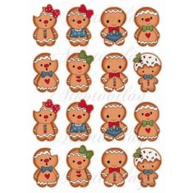   Tüneményes mézeskalács babák szájjal - HÁTTÉR ÁRNYÉKKAL - 6,5 cm