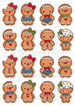 Tüneményes mézeskalács babák szájjal - HÁTTÉR ÁRNYÉKKAL - 6,5 cm