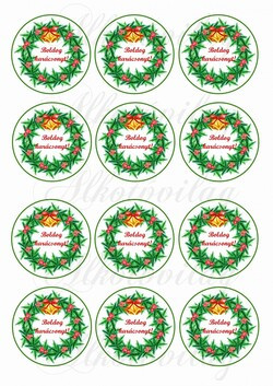 FENYŐÁGAS KOSZORÚ “BOLDOG KARÁCSONYT” FELIRATTAL - KICSIBEN