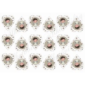 Kisfiú angyalkák csillagos szívekben MINIBEN - 5 cm magas