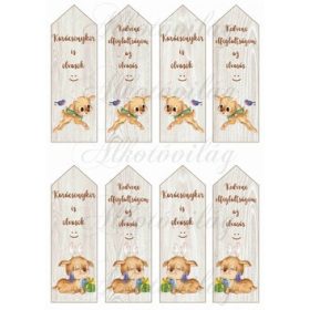   Könyvjelzők fa alapon cuki karácsonyi szarvasokkal - FELIRATOKKAL