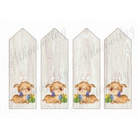   Könyvjelzők fa alapon cuki karácsonyi szarvasokkal, kismadárral, csomaggal