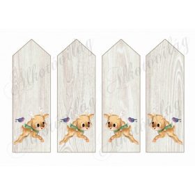   Könyvjelzők fa alapon cuki karácsonyi ugró szarvasokkal, kismadárral