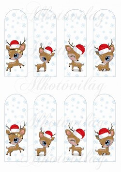 Könyvjelzők hópelyhekkel cuki mikulássapkás szarvasokkal - KICSIBEN
