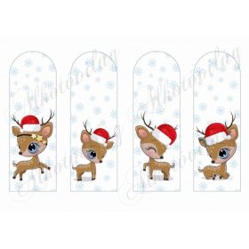   Könyvjelzők hópelyhekkel cuki mikulássapkás szarvasokkal