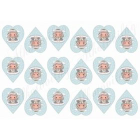   Szépséges kislány angyalkák hóeséses szívekben MINIBEN - 5 cm magas