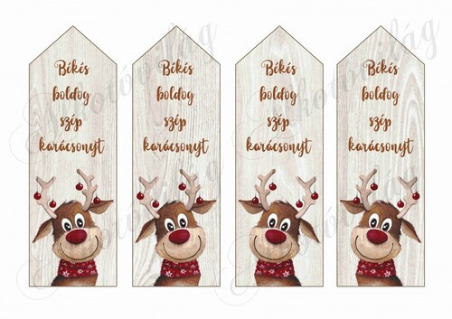 Cuki karácsonyfa díszes rénis fa alapú könyvjelzők NAGYBAN FELIRATTAL