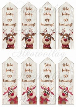 Cuki rénis fa alapú könyvjelzők FELIRATTAL