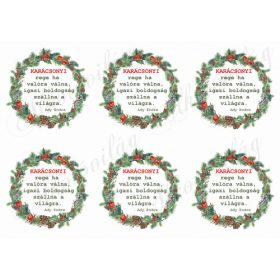   Karácsonyi koszorúk tobozokkal, almával- KARÁCSONYI REGE idézettel