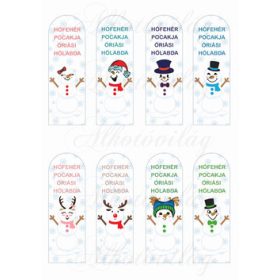 Cukipofa hóemberkék könyvjelzőkön felirattal