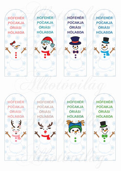 Cukipofa hóemberkék könyvjelzőkön felirattal