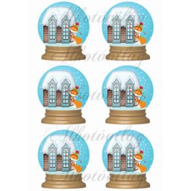 Hógömbök rókákkal - 9 cm