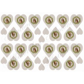   KÉZZEL FESTETT LOVAK KARÁCSONYI KOSZORÚBAN HULLÁMPAPÍR STRUKTÚRÁJÚ SZÍVEKEN - MINIBEN