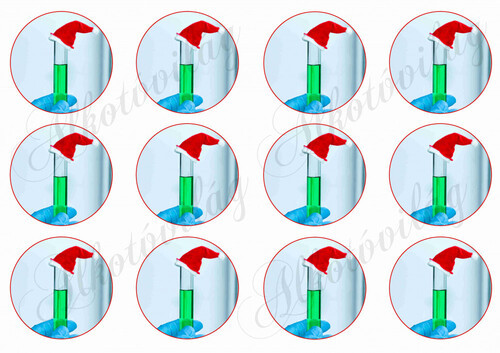 Kémcső mikulássapkával körökben