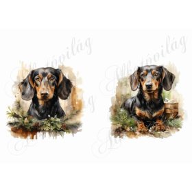 Tacskó kutyusok karácsonyi díszekkel 2 - kb. 12 cm