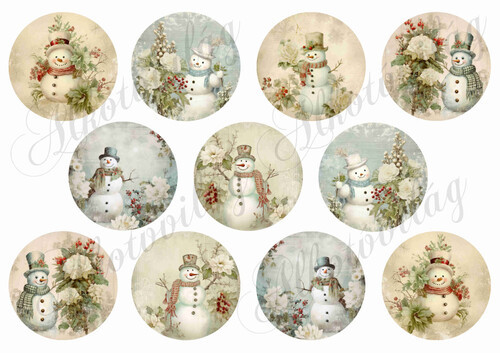 Vintage hóemberes körök - 6,5 cm