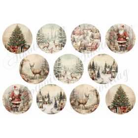 Vintage karácsonyi körök vegyesen - 6,5 cm