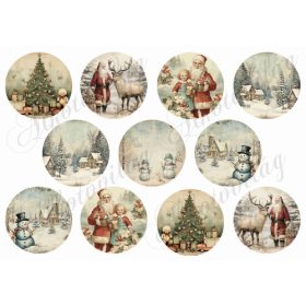 Vintage karácsonyi körök vegyesen 2- 6,5 cm