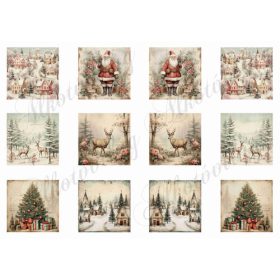 Vintage karácsonyi négyzetek - 5,5 x 5,5 cm