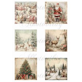 Vintage karácsonyi négyzetek -8 x 8 cm