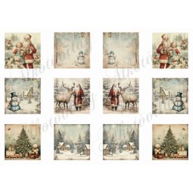 Vintage karácsonyi négyzetek 2. - 5,5 x 5,5 cm