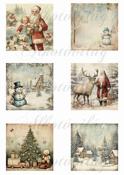 Vintage karácsonyi négyzetek 2. - 8 x 8 cm