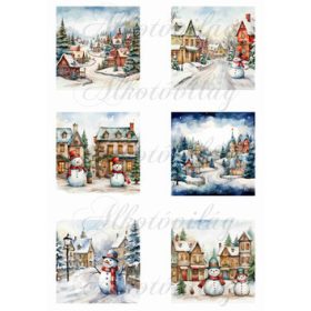 Vintage város karácsonyi négyzetek - 8 x 8 cm