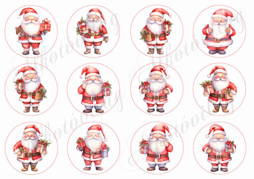 Cuki mikulások csomagokkal - 6 cm-es körökben