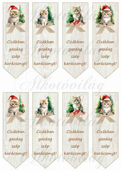 Karácsonyi könyvjelzők tüneményes cicákkal - KICSIBEN