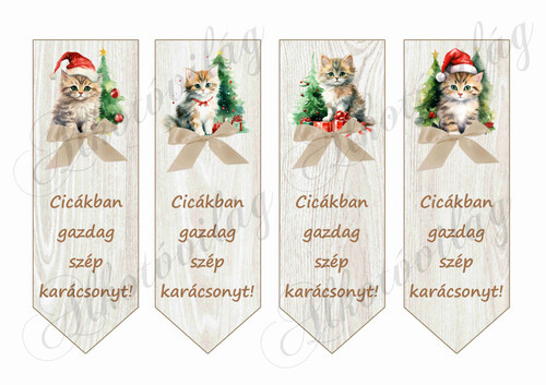 Karácsonyi könyvjelzők tüneményes cicákkal
