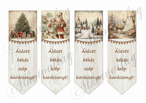 Karácsonyi könyvjelzők vintage mintákkal 2