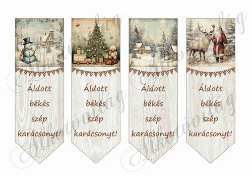 Karácsonyi könyvjelzők vintage mintákkal
