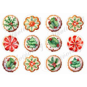 Mézeskalács sütik színes díszekkel körökben