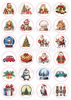  4 cm-es körök karácsonyi figurákkal