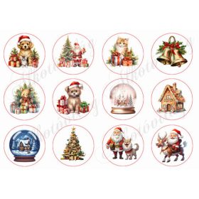  6 cm-es körök karácsonyi figurákkal