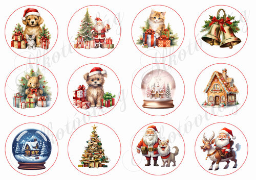  6 cm-es körök karácsonyi figurákkal