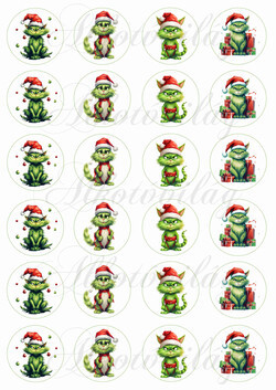 GrincsCic mikulássapkában 4 cm körökben