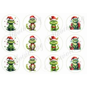 GrincsCic mikulássapkában 6 cm körökben