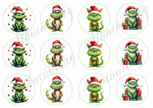 GrincsCic mikulássapkában 6 cm körökben