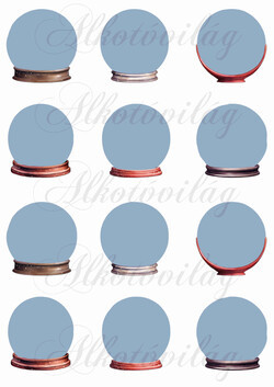 Hógömbök vintage mikulásokkal 5,5 cm magas - HÁTULJA