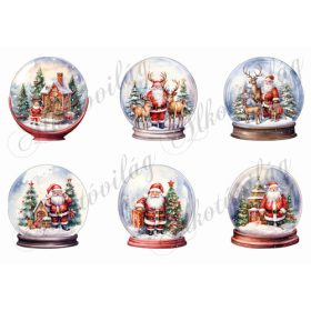 Hógömbök vintage mikulásokkal 8 cm magas
