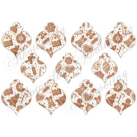   Karácsonyi díszek mézeskalács mintával 6,5 és 5,5 cm szélesek