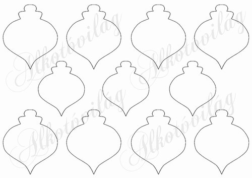 Karácsonyi ovális díszek 2. változat 6,5 és 5,5 cm szélesek - bármilyen világosabb színű filcre nyomva kérhető