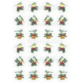 Kék cinkék fenyőágon - 4 cm